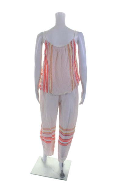 Lemlem Womens Cotton Striped Sleeveless Top And Pants Set Pink Size S