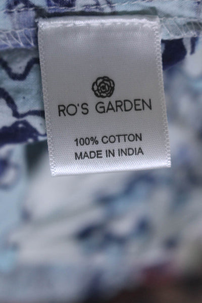 Ro's Garden Womens Cotton Sleeveless V-neck Floral Print Maxi Dress Blue Size M