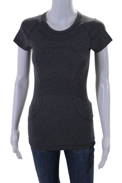 Lululemon Womens Short Sleeve Slim Fit Athletic T Shirt Gray Size 4