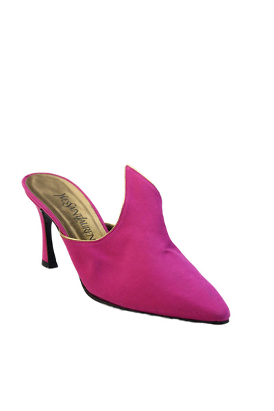 Yves Saint Laurent Womens Tapered Heel Pointed Toe Mules Pumps Pink Size 9M