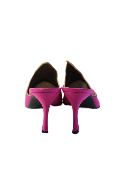Yves Saint Laurent Womens Tapered Heel Pointed Toe Mules Pumps Pink Size 9M
