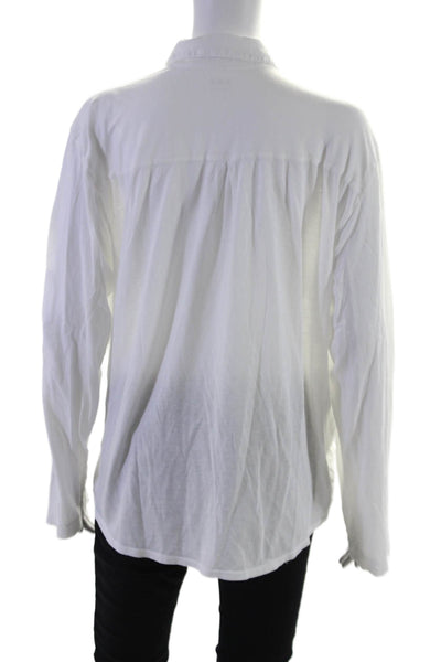 Three Dots Women's Collared Long Sleeves Button Down Shirt White Size XL