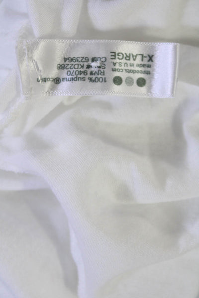 Three Dots Women's Collared Long Sleeves Button Down Shirt White Size XL