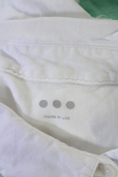 Three Dots Women's Collared Long Sleeves Button Down Shirt White Size XL