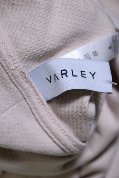 Varley Womens Cotton Turtleneck Gold Toned Zip Athletic Hoodie Pink Size S