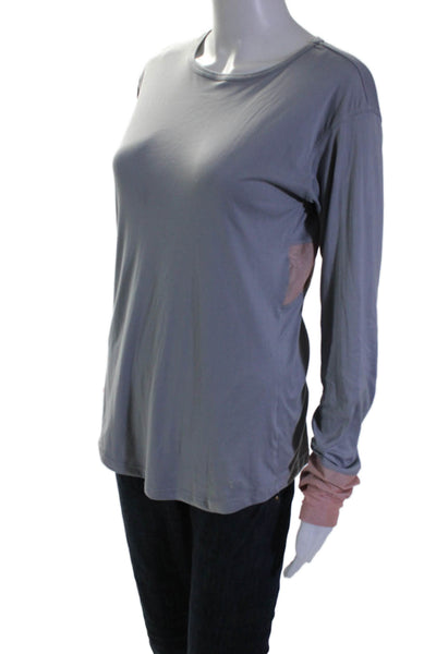 Splits 59 Womens Long Sleeve Round Neck Athletic Top Gray Size M