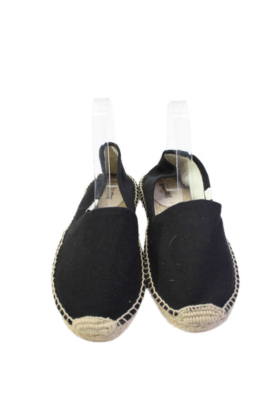 Soludos Womens Straw Slip-on Flats Black Size 10