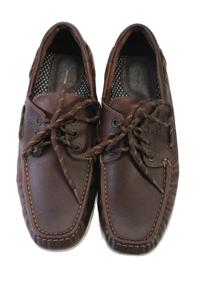 Sas Nola Mens Leather Decksider Lace Up Boat Shoes Brown Size 10.5