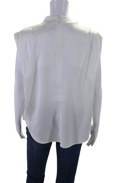 Modern Citizen Womens High Neck Sleeveless Zip Up Blouse Top White Size XL