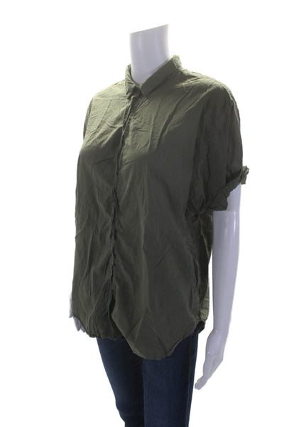 Xirena Womens Cotton Buttoned Cap Sleeve Blouse Green Size S