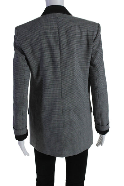 Alexander Wang Womens Houndstooth Velour Collar Double Breast Blazer Gray Size 0