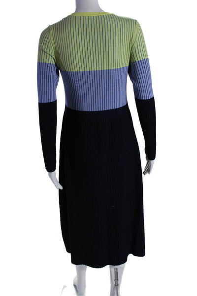 Sportmax Code Womens Long Sleeves Sweater Dress Yellow Navy Blue Size Medium