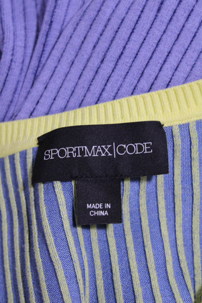 Sportmax Code Womens Long Sleeves Sweater Dress Yellow Navy Blue Size Medium