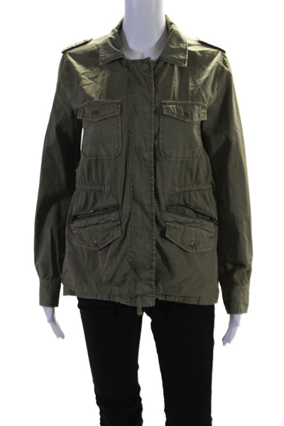 Lily Aldridge For Velvet Womens Cotton Zip Up Cargo Jacket Green Size XS