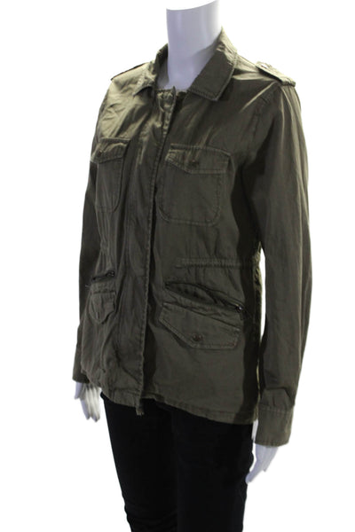 Lily Aldridge For Velvet Womens Cotton Zip Up Cargo Jacket Green Size XS