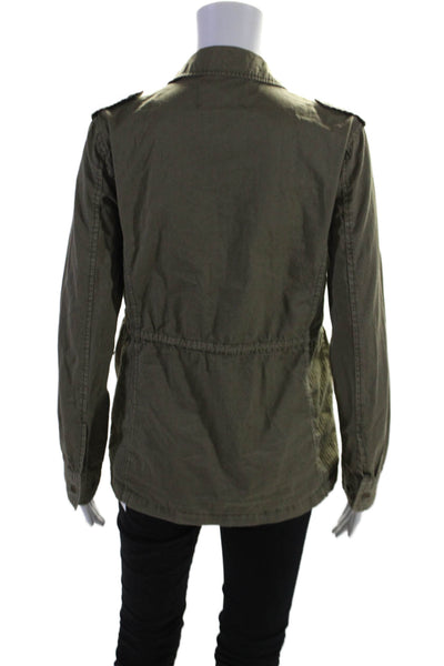 Lily Aldridge For Velvet Womens Cotton Zip Up Cargo Jacket Green Size XS