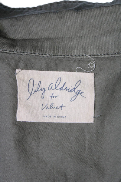 Lily Aldridge For Velvet Womens Cotton Zip Up Cargo Jacket Green Size XS