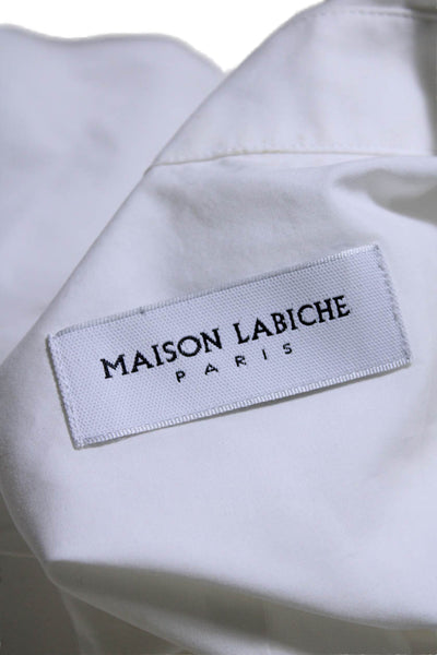 Maison Labiche Womens Button Front Long Sleeve NY LA Collared Shirt White Medium