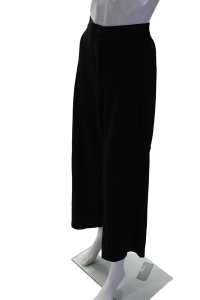 Eileen Fisher Womens Wide Leg Elastic Waisted Zipped Buttoned Pants Black Size S