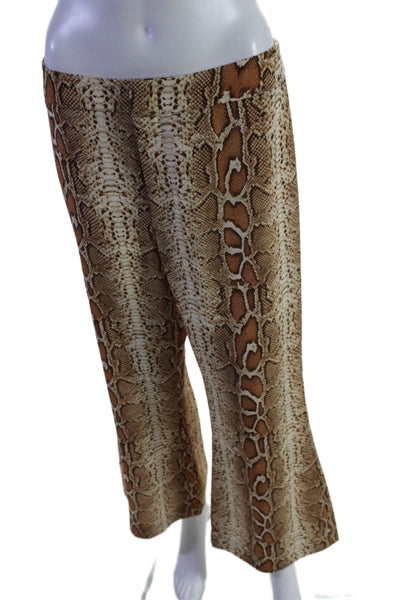 Smythe Womens Animal Print Slip-on Pants Brown Size M