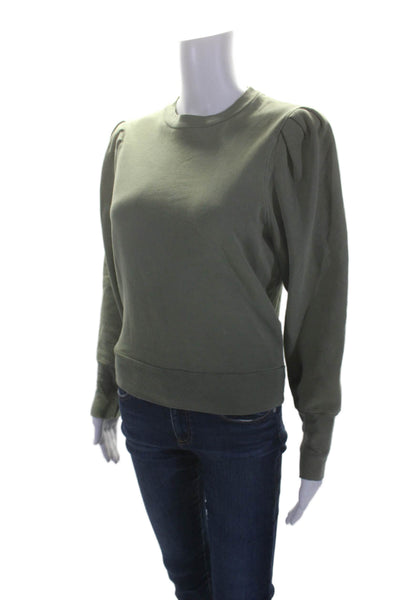 Mother Womens Puffy Long Sleeves Sweatshirt Green Cotton Size Extra Small