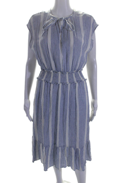 Rails Womens Linen Levanzo Striped A Line Ashlyn Sun Dress White Blue Size Small