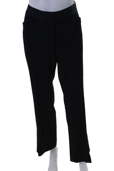 Theory Womens Wool Hook & Eye Zipped Straight Slant Pocket Pants Black Size 10