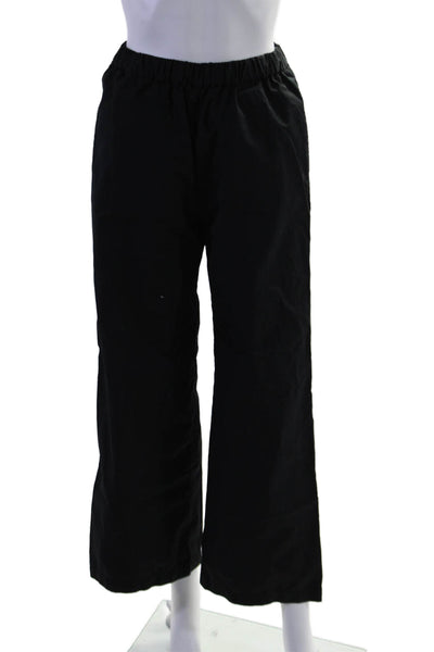 Aspesi Womens Cotton Elastic Waistband Lined Wide Leg Casual Pants Black Size S