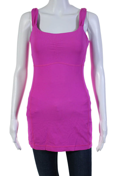 Lululemon Womens V Neck Stretch Knit Tank Top Bright Pink Size 10