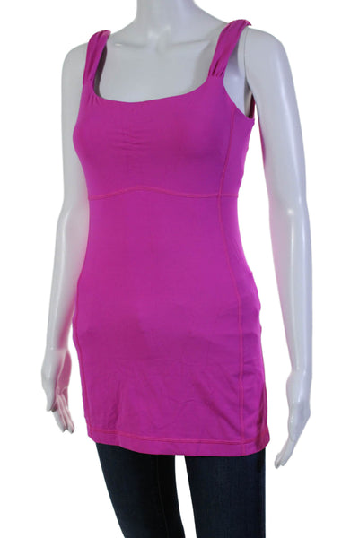 Lululemon Womens V Neck Stretch Knit Tank Top Bright Pink Size 10