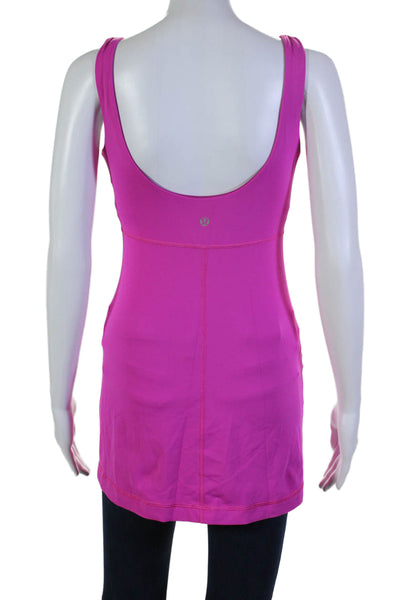 Lululemon Womens V Neck Stretch Knit Tank Top Bright Pink Size 10