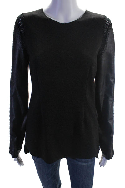 Stella & Jaime Womens Zipped Long Sleeve Blouse Black Size M