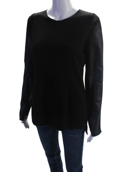 Stella & Jaime Womens Zipped Long Sleeve Blouse Black Size M