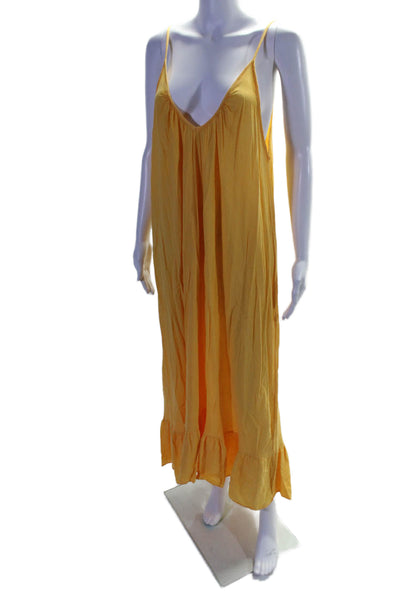 9seed Womens Spaghetti Strap Scoop Neck Midi Cover Up Dress Yellow One Size