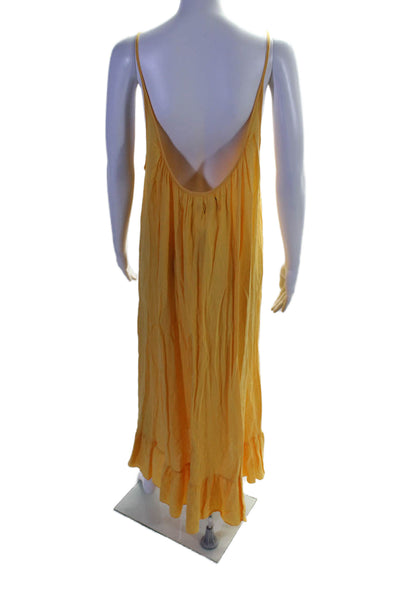 9seed Womens Spaghetti Strap Scoop Neck Midi Cover Up Dress Yellow One Size