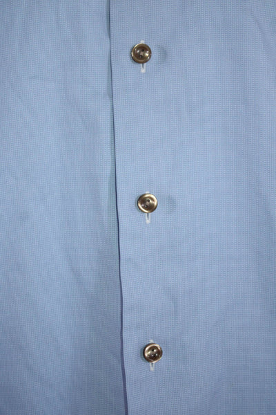 Eton Mens Button Down Contemporary Fit Dress Shirt Blue Cotton Size 43 17