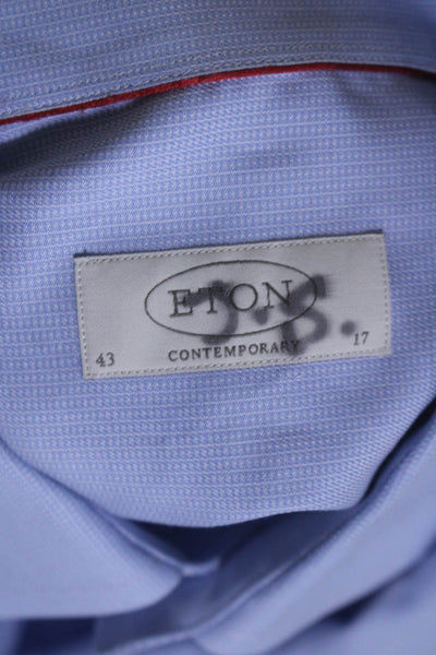 Eton Mens Button Down Contemporary Fit Dress Shirt Blue Cotton Size 43 17