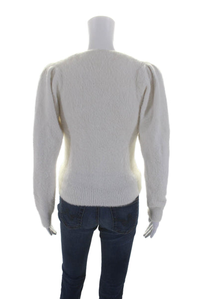 ASTR Womens Soft Textured Long Sleeved Squadre Scoop Neck Sweater White Size XS