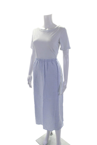 Xirena Womesn Linen Elastic Waist Midi A Line Skirt Light Blue Size M