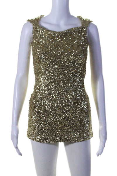 Sherri Hill Womens Sequined Short Sleeves Mini Body Con Dress Gold Size 2