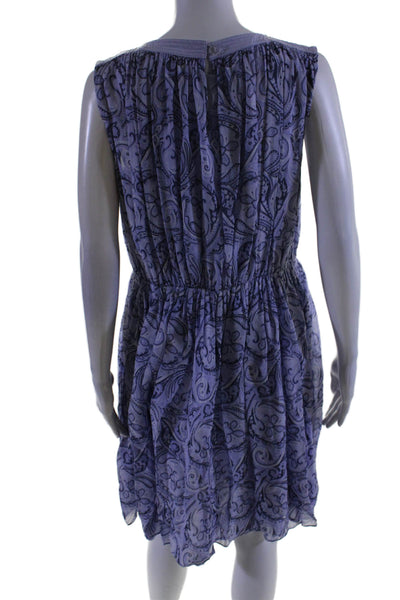 J. Mclaughlin Womens Silk Sleeveless High Neck Printed Maxi Dress Purple Size S