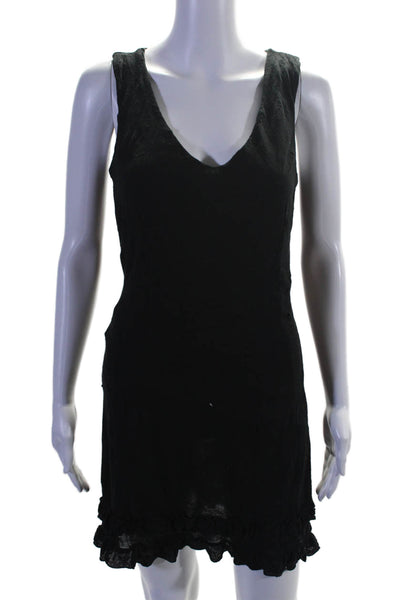 Letarte Handmade Women's Scoop Neck Sleeveless Mini Dress Black Size S