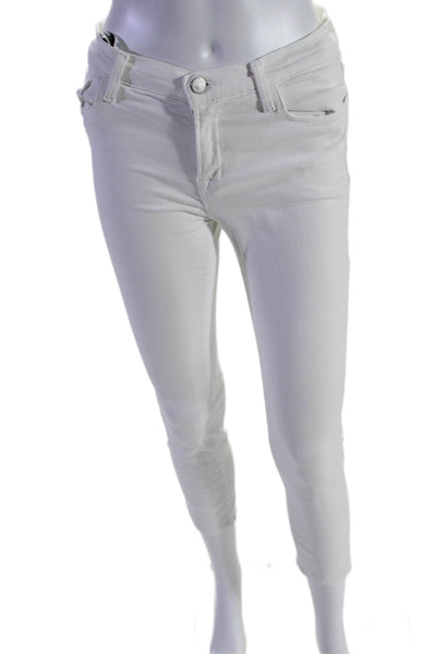 J Brand Womens Cotton Buttoned Zipped Slip-On Skinny Leg Pants White Size EUR 28