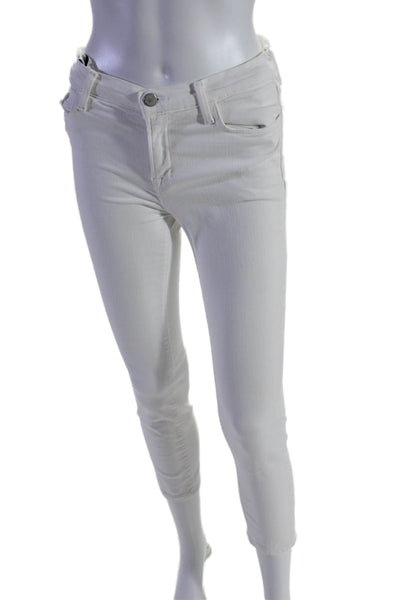 J Brand Womens Cotton Buttoned Zipped Slip-On Skinny Leg Pants White Size EUR 28