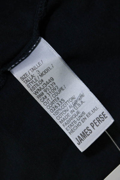 Standard James Perse Womens Short Sleeves Scoop Neck Shirt Navy Blue Cotton Size