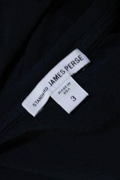 Standard James Perse Womens Short Sleeves Scoop Neck Shirt Navy Blue Cotton Size