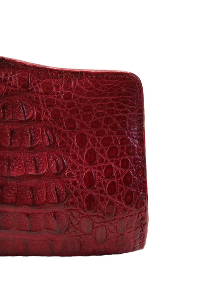The Barfield Collection Womens Magnet Top Crocodile Skin Clutch Handbag Red