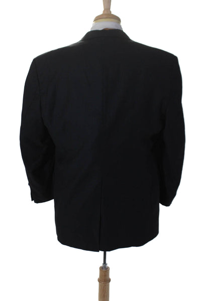 Hart Schaffner Marx Mens Textured Lined Pleated Stripped Blazer Black Size EUR 3