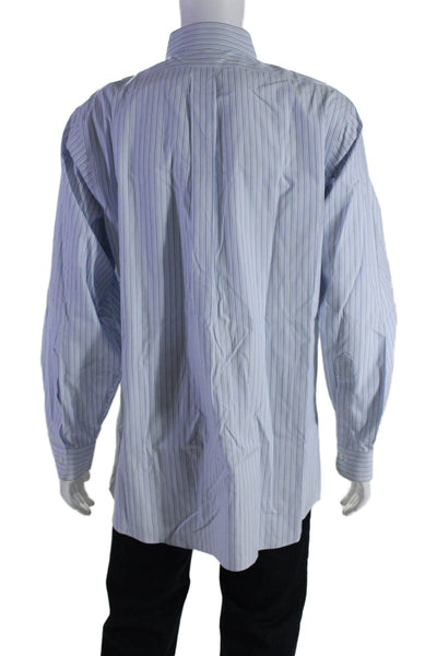 Brooks Brothers Mens Cotton Collar Striped Button Down Shirt Blue Size L