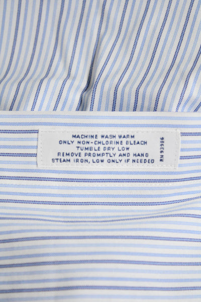 Brooks Brothers Mens Cotton Collar Striped Button Down Shirt Blue Size L